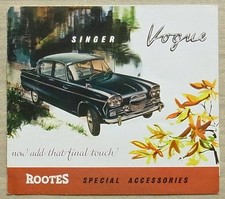 SINGER Vogue Rootes Special Accessories Car Sales Leaflet c1965 Ref 63451A
