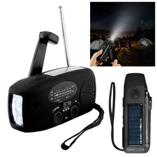 Emergency Wind Up Solar Hand Crank Radio Power Bank FM/AM USB Charger LED Torch