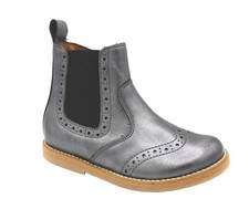 Froddo Girl's Chelsea Brogue Boots G3160119-16 in Silver Leather with Zip