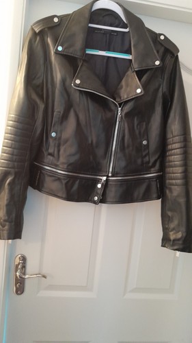 Zara jacket black faux - jacket, leather