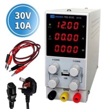 ADJUSTABLE DC POWER SUPPLY 30V 10A VARIABLE FINE COARSE LAB BENCH PRECISION