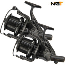 2 x NGT XT-8000 Big Pit Reels Carp Fishing Black Front Quick Drag Reels