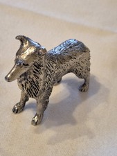 Vintage Pewter Collie Dog Figurine Made In England Collectable