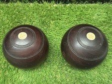 Pair of Vintage Lignum Vitae Flat Green / Short Mat Bowls