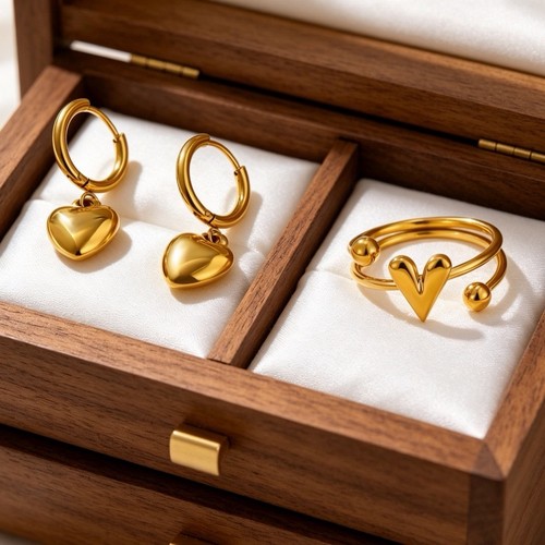 Gold plated heart hoop - plated,