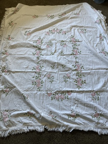 Vtg linen bedspread - vtg,