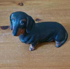 Aynsley Fine Porcelain " Black Dachshund" Figurine