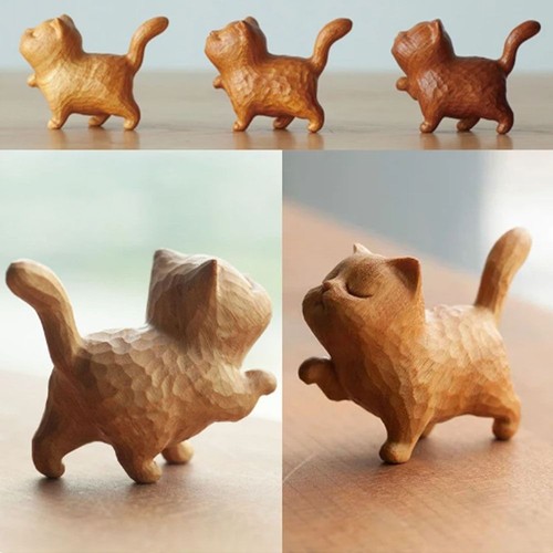 Tiny cute wooden - wooden, cat