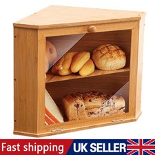 Corner Bamboo Bread Bin Double