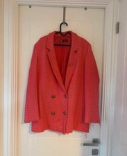 Excellent Condition Zara Oversized Bright Pink Blazer with Brass Button (UK M)