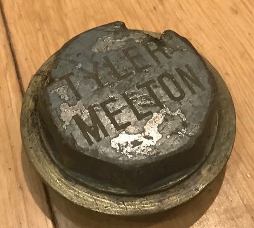 Antique brass hub cap original - brass,