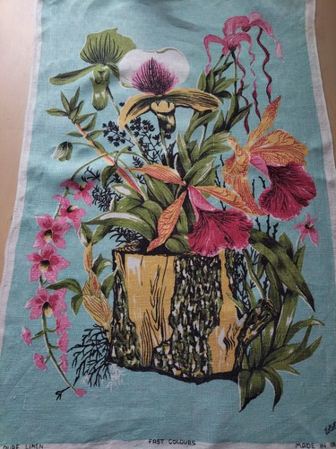 Vintage tea towel flower - vintage, towel.