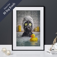 Funny Dog in Bath Print –