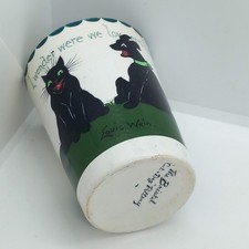 RARE LOUIS WAIN BRISTOL CAT AND DOG POTTERY BEAKER. 'I WONDER WERE WE LOVERS THE