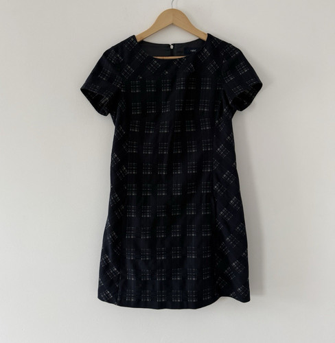 Next navy check shift dress - navy,