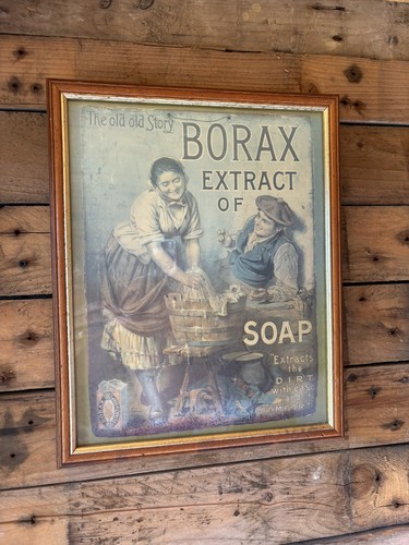 Vintage framed borax extract - vintage,