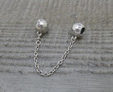 Genuine 925 ALE Sterling Silver Pandora Round Logo Safety Chain Charm PS32