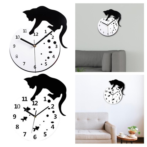 Silent hanging clock cat - hanging, clock,