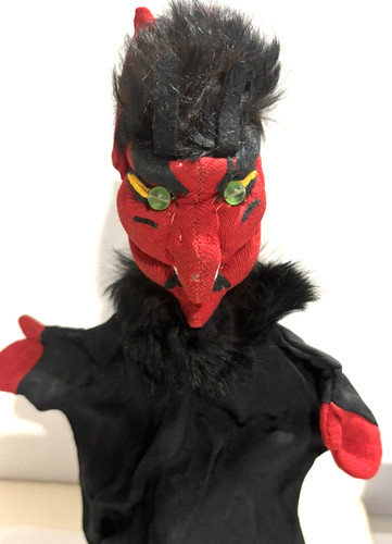 Vintage devil hand puppet with - puppet,