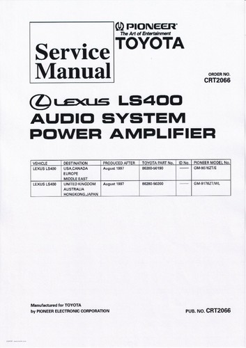 Service manual for pioneer - service,