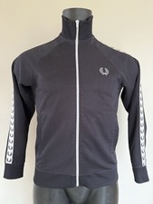 FRED PERRY Track Jacket BOY YOUTH TEEN LARGE Black Age 13, 14 Sports Top IMMACUL