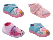 GIRLS OFFICIAL PEPPA PIG CHARACTER NOVELTY TOUCH FASTEN SLIPPERS UK SIZE 5-10