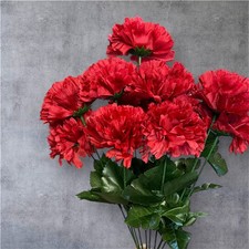 Artificial Carnation Flower Bunch – 12 Heads Faux Silk Flowers