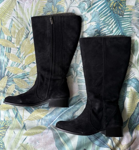 Duo black real suede knee - black,