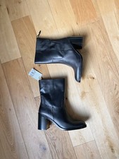 Zara Black Leather Block Heel