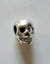 Chamilia 925 silver love you to death skull cz bracelet charm