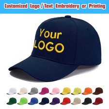 Personalised Baseball Cap Custom Text Logo Printed Hat Unisex Ladies Mens Caps