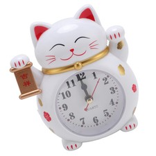 Lucky Cat Alarm Clock Student Bedside Wake Up Alarm Clock Home Gift White