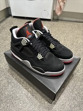2012 AIR JORDAN 4 RETRO UK 11 BLACK CEMENT IV BRED FIRE RED Very Lightly Worn! ✅