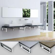 Bathroom Basin Shelf Wall Mounted Wooden Rectangle Walnut + Brackets 750-1200mm