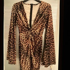 Dress By pretty Little Thing Size 10 Net Leopard Print 