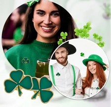 Green Leaf Clover Brooch Gold