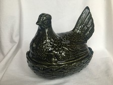 RARE PORTMEIRION GREEN CHICKEN HEN EGG HOLDER OVEN TO TABLE NO 2 EX CONDITION