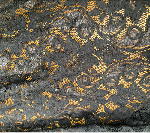 Stretch floral black - stretch,