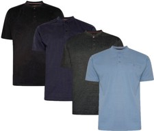 Mens Forge BIG Henley T Shirt Short Sleeve Casual Grandad Collar Summer 2-8XL