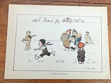 1899 colourful childrens print by edith farmiloe !  flying from justice 