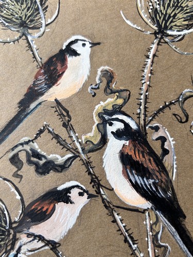 Original vintage bird painting - original,