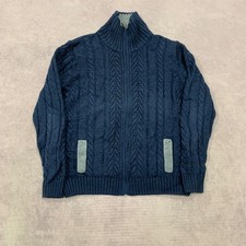 Vintage Knitted Cardigan cable knit patterned zip up sweater Men's
