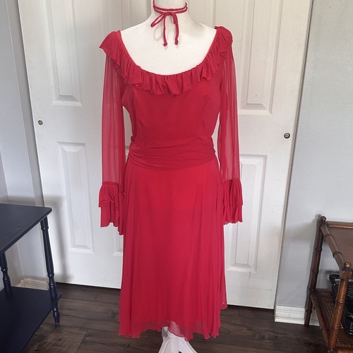 Vtg pink silk chiffon midi - vtg,