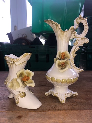 Vintage jug and shoe vases - vintage,