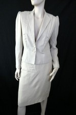 Vintage c1970s does 1940s/1950s Oatmeal Top Notch ladies skirt suit UK8/10 ExCon