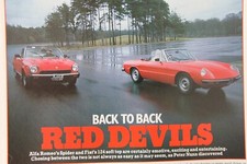 Original CSC 1983 magazine article: ALFA ROMEO SPIDER vs FIAT 124 SPIDER