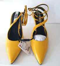ZARA YELLOW FAUX PATENT LEATHER SLINGBACK COURT SHOES HEELS NEW  SIZE UK 3 EU 36