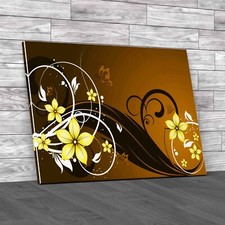 Floral Abstraction Stunning Butterflies Yellow Canvas Print Large Picture Wall
