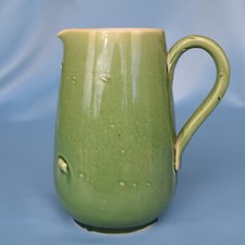 Vintage 1950’s Lovatts Green Stoneware Jug, Pitcher or Vase 8”H Excellent.