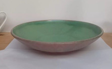 Lovely Upchurch Pottery bowl pink & green, drip glaze Great Condition 